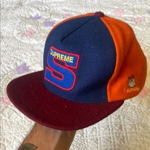 Supreme Navy and Orange Wool Cap
